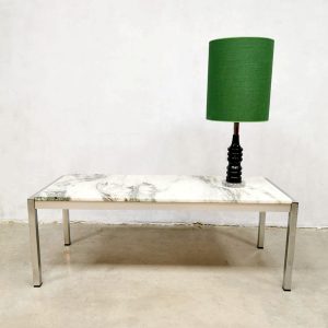 vintage design coffee table marmer stone chrome base
