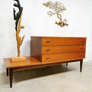 vintage Deens design ladekast tv meubel midcentury teak houten kast