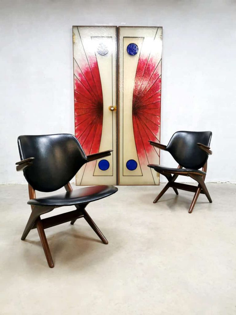 Vintage Webe scissor Pelican armchairs lounge fauteuil Louis van Teeffelen
