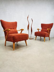 Midcentury modern wingback chairs lounge fauteuils Dutch design A. A. Patijn