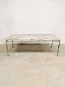 vintage chrome marble tavertine coffee table salontafel