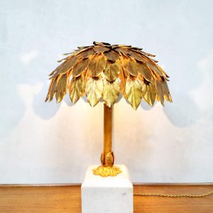 Midcentury design gold gilded table lamp tafel lamp 'Luxurious Palm tree'