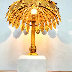 vintage palm tree lamp gold hollywood regency maison jansen style