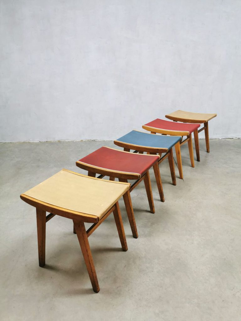 Vintage stools ottoman voetenbank retro colors fifties sixties