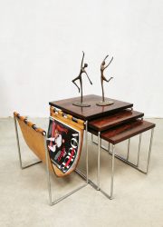 Vintage design nesting tables mimiset Brabantia bijzettafeltjes lectuurbak
