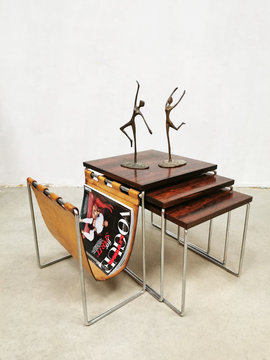 Vintage design nesting tables mimiset Brabantia bijzettafeltjes lectuurbak Bestwelhip