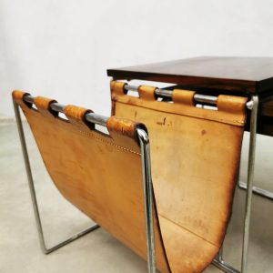midcentury Dutch design magazine holder nesting tables retro industrial vintage