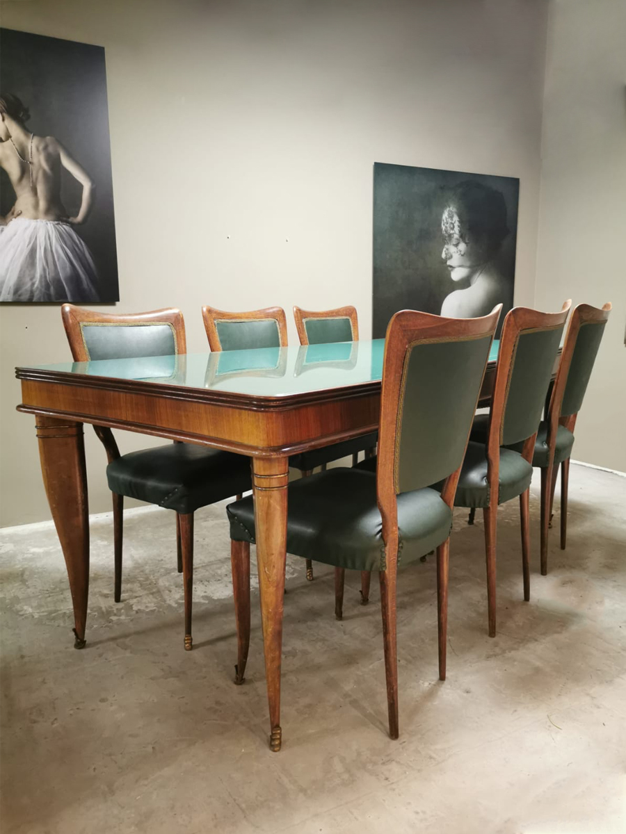 afdeling patroon Berg Vesuvius Vintage Italian design diningset eetkamerset tafel eetkamerstoelen Paolo  Buffa | Bestwelhip