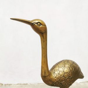 Vintage brass crane birds sculpture XL