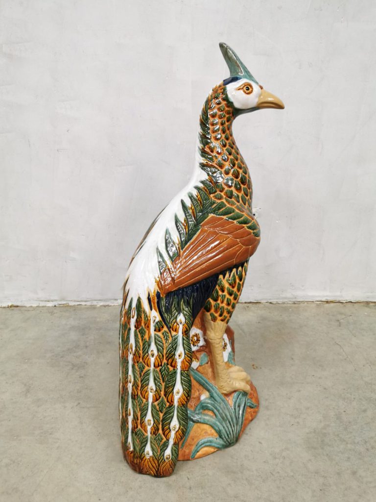 keramiek beeld ceramic peacock pauw statue