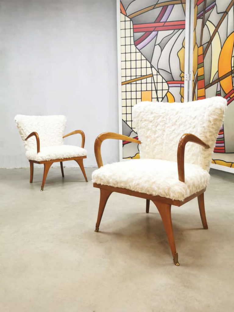 Vintage Italian design armchairs cocktail stoelen 'soft Teddy'