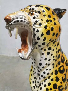 vintage Italian design ceramic cheetah tiger statue beeld