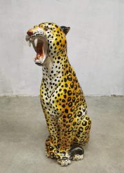keramiek beeld statue cheetah tiger vintage ceramic