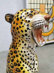 ceramic tiger cheetah keramiek beeld