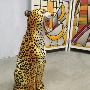 Vintage Italian ceramic cheetah tiger tijger keramiek beeld