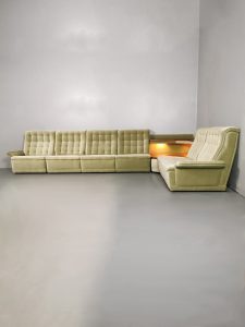 Mint green sofa groen bank velvet vintage hoek cocktail modular bar modulair