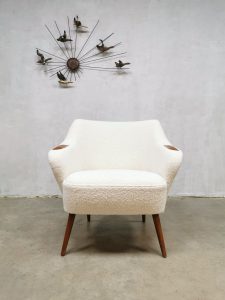 vintage Danish design armchair fauteuil cocktail chair boucle fabric
