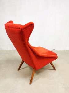 vintage Scandinavian wingback chair red oorfauteuil