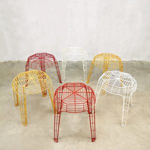 retro vintage draad krukken kruk wire stools stool eighties nineties design