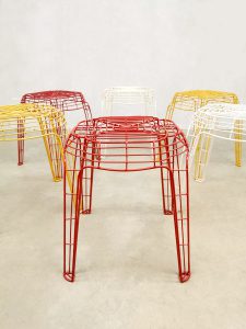 retro vintage draad krukken kruk wire stools stool eighties nineties design