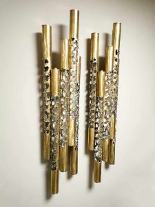 Set unique Brutalist brass design wall sconces wandlampen
