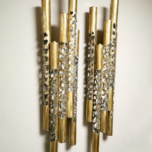 Set unique Brutalist brass design wall sconces wandlampen