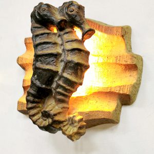 keramieke wandlamp zeepaard sea horse ceramic wall scone lamp sixties design