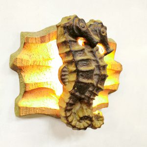 Vintage ceramic wall scone sea horse zeepaard wandlamp wanddecoratie brutalist