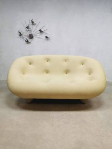 Vintage Ligne Roset sofa & stool 'Ploum' lounge bank & poef Bourellec