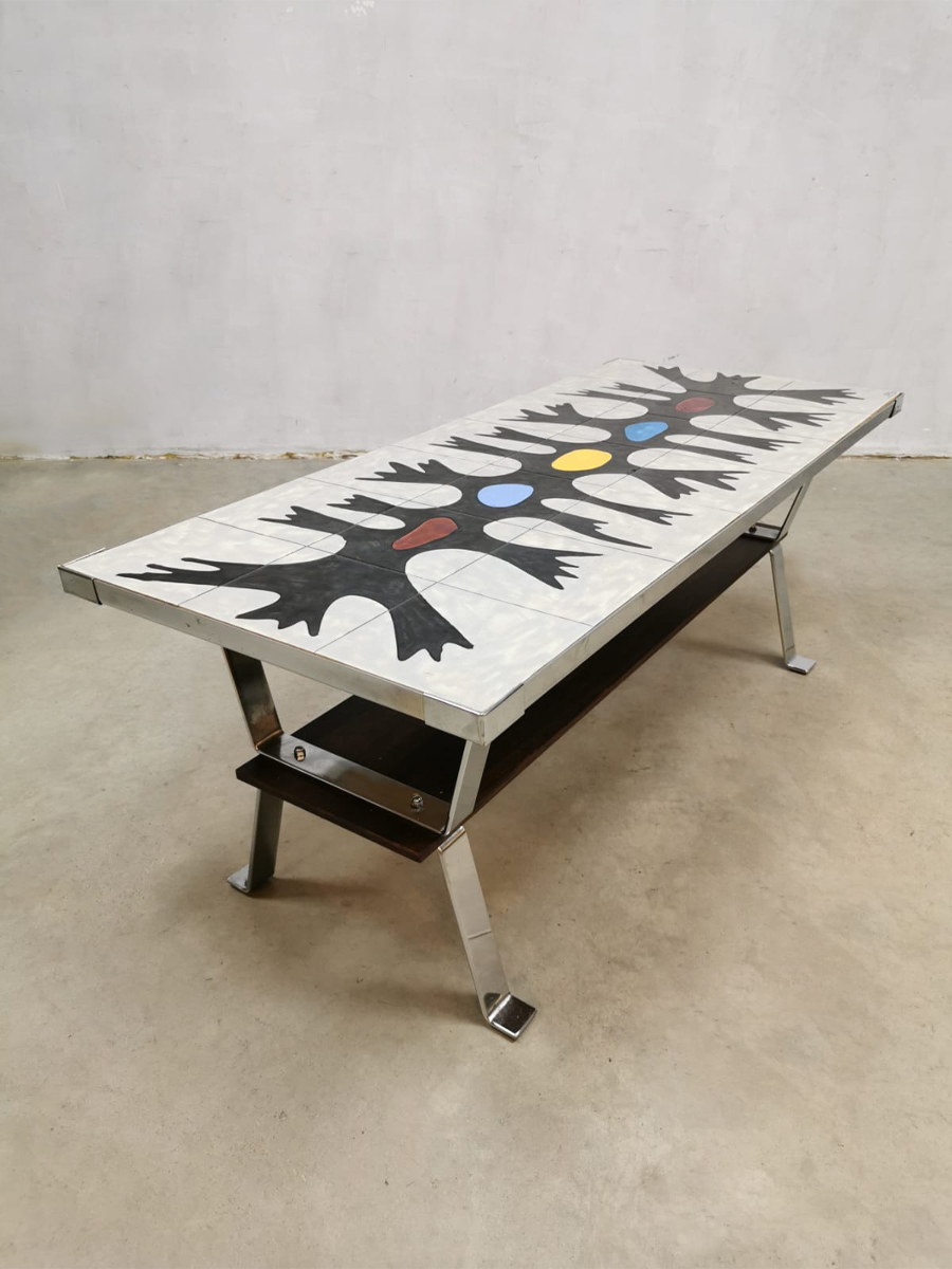 bijlage Graden Celsius Vermoorden Vintage coffee table tile table salontafel tegeltafel Erpe 'Color art' |  Bestwelhip
