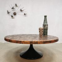 Mid century design tulip coffee table salontafel 'copper brutalism'