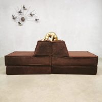 Cor design vintage sofa modular modulair elementen bank velvet bruin brown