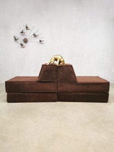 Cor design vintage sofa modular modulair elementen bank velvet bruin brown