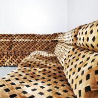 Modular modulair elementen brown bruin velvet vintage sofa bank lounge