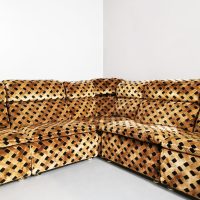 Sofa brown vintage modular lounge bank velvet bruin modulair elementen