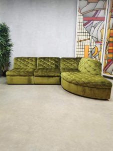 sofa lounge seating group velvet green vintage