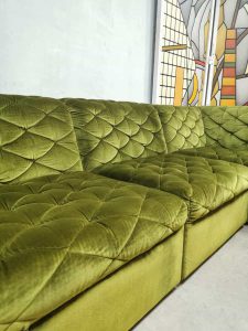 Vintage modular sofa seating element bank green