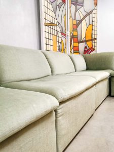 Vintage modular velvet sofa seating element bank mint green