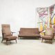 Vintage Danish design lounge set sofa Deense armchairs bank