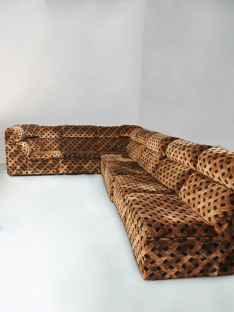 Vintage modular sofa chocolate print modulaire lounge bank