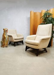 Vintage Dutch design ecru armchairs easy chairs lounge fauteuils