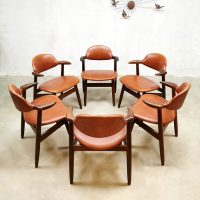 Vintage koehoorn eetkamerstoelen Tijsseling Dutch design dining chairs