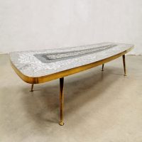 midcentury modern design brass coffee table mosaic tile table salontafel
