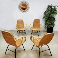 Vintage rattan armchairs rotan lounge stoel 'gardenset'