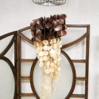 Vintage Capiz shell chandelier pendant schelpen lamp hanglamp duo tone
