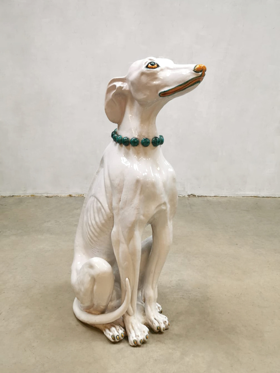 Vintage Italian design dog hond keramiek beeld XXL Bestwelhip