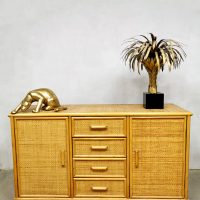 Vintage bamboo rattan sideboard cabinet bamboe dressoir Hollywood Regency style