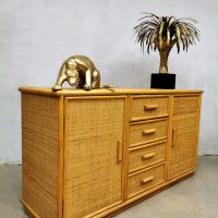 Vintage bamboo rattan sideboard cabinet bamboe dressoir Hollywood Regency style