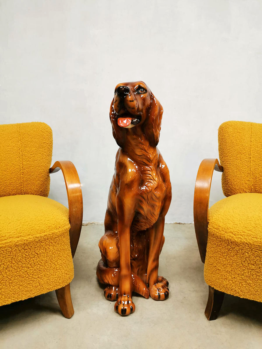 Vintage ceramic dog Irish setter statue keramiek hond Ierse setter