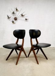 Webe design eetkamerstoelen scissor legs Louis van Teeffelen dining chairs vintage